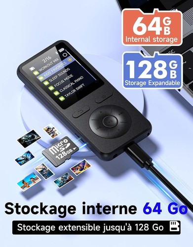 Lecteur mp3 bluetooth 64go - 5.3,
