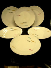🇫🇷 SERIE DE 6 ASSIETTES PORCELAINE ALLEMANDE ZEH SCHERZER DECOR PLUME
