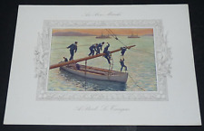 LARGE CHROMO 1910 AU BON MARCHE BOUCICAUT MARINE A BORD TANGON MARIN G. BOURGAIN
