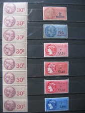 FRANCE timbres FISCAUX bande 8 avec n° et date + 6 divers