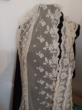 Antique Lot of 4 Embroidered Tulle Lace. Dimensions in description 