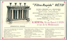 RETIF QUICK PRESSURE FILTER WINES MOTORCYCLE PUMP APPARATUS SYRUP WATER LIQUOR PUB 1920