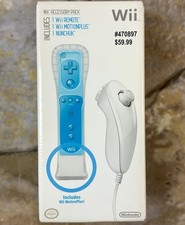 Nintendo Wii Accessory Pack w/ Blue Wii Remote + Wii Motionplus + Nunchuk *NEW*