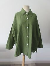 TRANSPARENTE germany green cotton blend crinkled top OS