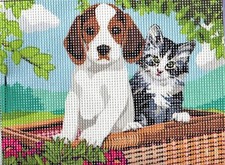 Kit Canevas Chiot et Chaton gris