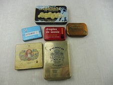 Lot de 6 anciennes boites publicitaire en tôle / métalliques