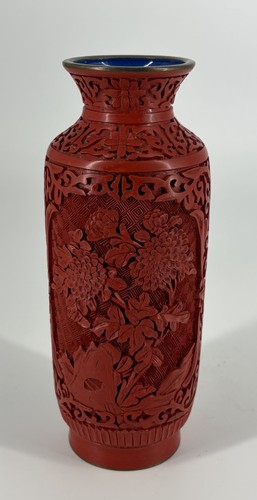 Vase chinois laque cinabre - laque,