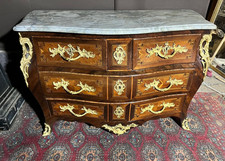 Antique Louis XV Marquetry Bronze Marble Dresser Storage Drawer