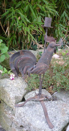 Bougeoir coq fer - au,