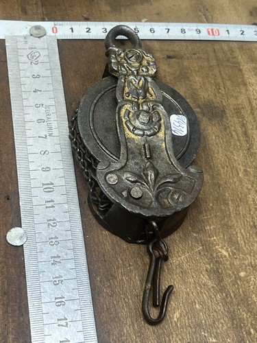 Antique cast iron lamp chain - cast,