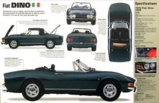 1970 FIAT DINO 2400 PHOTOS FACTS TECHNICAL SPECIFICATIONS 2-PAGE SHEET