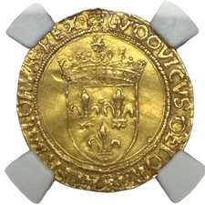 1498-1515 France Gold ECU d'Or Louis XII NGC AU 58 with NGC Standard Brown Label