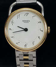 80s Hermes Arceau Women's Quartz Watch Two Tone Links 6.25" 15.8cm Clip Closure