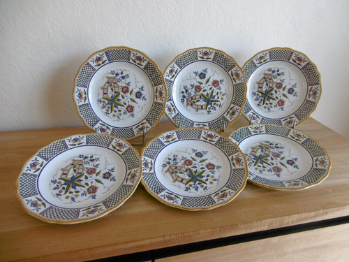 Six assiettes plates faience - assiettes,