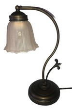 Desk Lamp Goose Neck Boudoir Brass Colored Art Deco Nouveau Tulip Flower