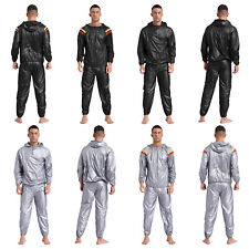 Mens Jacket Hooded Sauna Sweat Outfit Weight Loss Outerwear And Pants Cycling