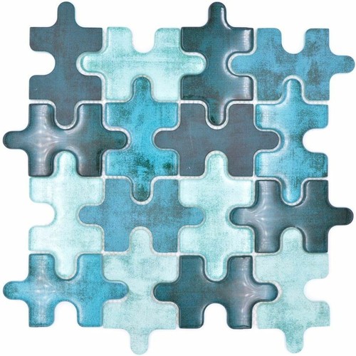 Mosaïque verre turquoise - verre,