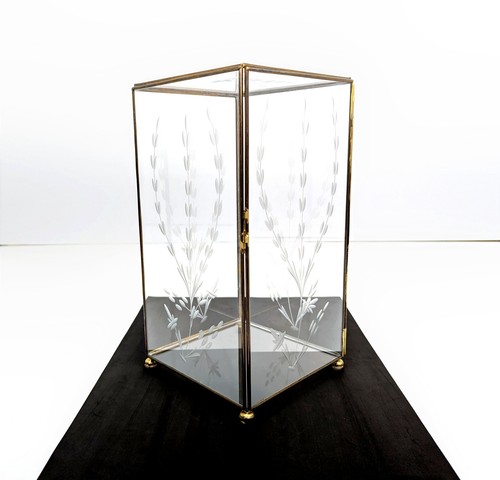 Vintage brass glass display - glass,