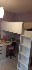 Vend lit mezzanine blanc ikea 90x200cm