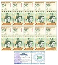 VENEZUELA 500 DIGITALES qty 10 2023/2024 UNC 500 million bolivar USA SELLER!