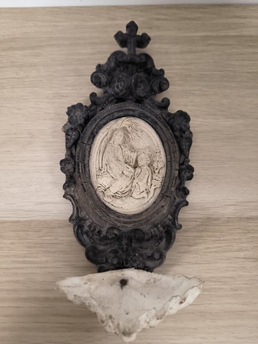 Ancien bénitier bois avec - , en