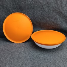 Tupperware Allegra Radiance Orange White Lidded Storage Bowl 740mL #6292A  x2
