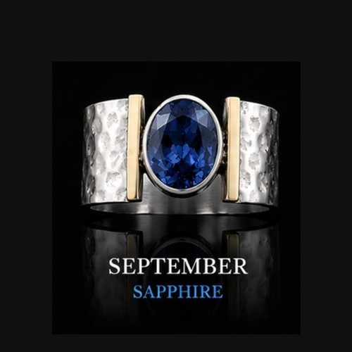 Bague homme saphir bleu ovale - bleu,