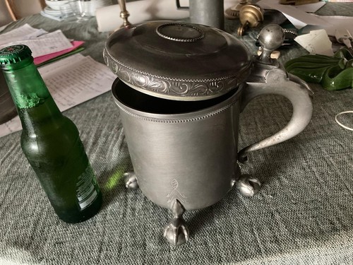 Chope ancienne étain avec - chope,