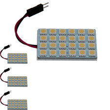 4x Warm White AUTO Panel Footwell Lamp Map Light 24 5050 SMD LED T10 festoon J00