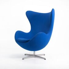 2003 Arne Jacobsen for Fritz Hansen Blue Fabric w/ Swivel Egg Chair 4x Available