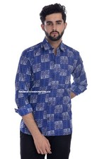 Homme Plage Vêtement Chemise Décontractée Indien Voile Long Manche Coton