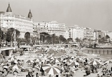 Cannes La Croisette Côte d'Azur beach bather repro old photo print year 50