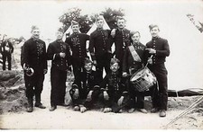 Military - No. 83491 - Military near tents, one holding a trumpet, one