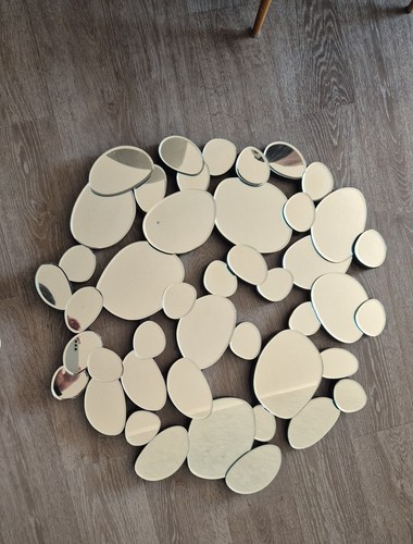 Miroir mural rond - , argenté