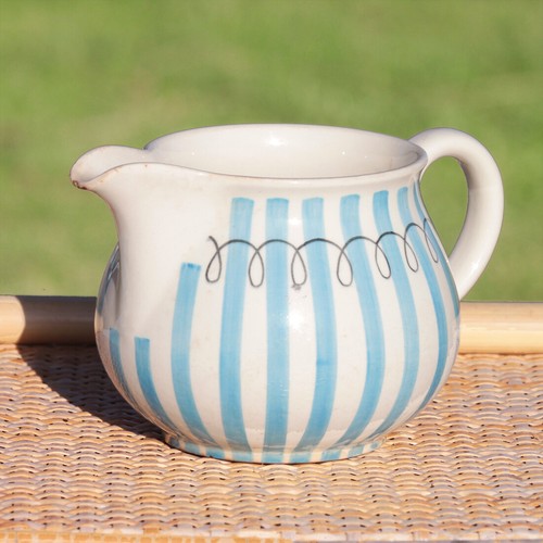 Pot lait rayé - rayé, bleu