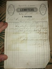 86 INVOICE WOOD SHOP CARPENTRY LEBOITEUX POITIERS 1855
