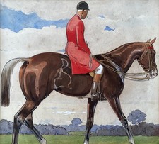 Cavalier, aquarelle ancienne