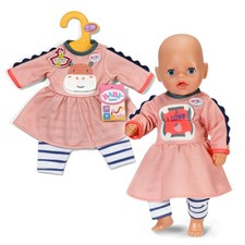 BABY born jurk met jungle motief, lange mouwen & gestreepte legging - Hoogwaardi