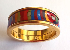 Michaela Frey Wille Enamel Band Ring Spiral of Life Size 7.25