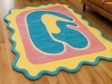 Tapis en laine ondulée touffeté à la main - décoration artistique abstraite r...