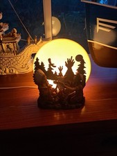 Vtg.Native   American Indian NIGHTLITE, Full Moon w/ Indians, Teepee, Peace Pipe