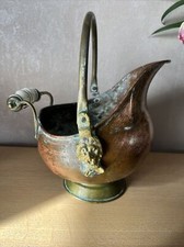 Antique Copper and Porcelain Charcoal Bucket
