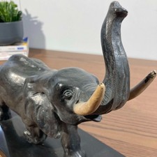 Sculpture Art Déco éléphant marbre noir – Style animalier 1930