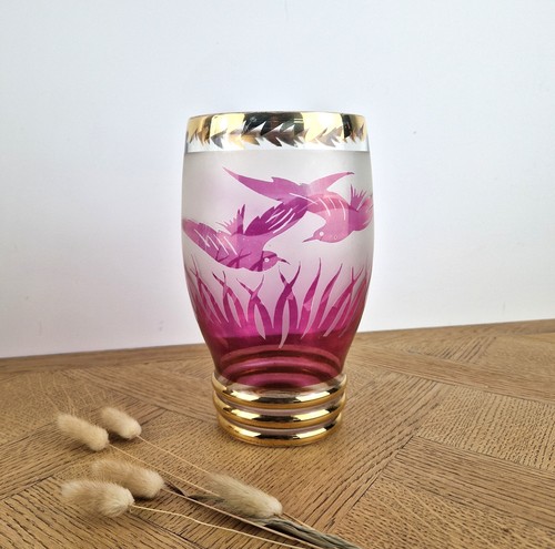 Vase verre dépoli - , vintage-