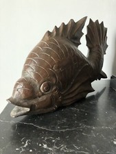 Bois Sculpté Japon Fin XIXe  Carpe Coy Japonais Koi Fish Carved Wood Japanese