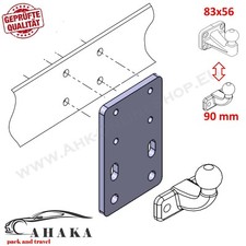 Plaque d'adaptation rehausse boule d'attelage - 2 trous 90mm à 4 trous 83x56mm