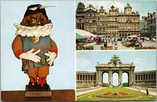 Vintage MANNEKEN PIS Brussels Belgium Postcard in Costume / Grand Place c1960s