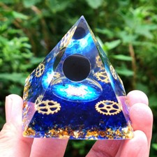 ORGONITE PYRAMIDE PROTECTION ABSOLUE - OBSIDIENNE ET QUARTZ BLEU