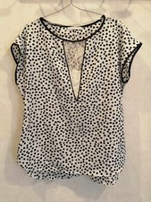Blouse blanche pois noirs col