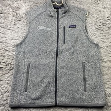 Patagonia Better Sweater Vest Mens Large Gray Fleece Full Zip Pockets 25881 Logo